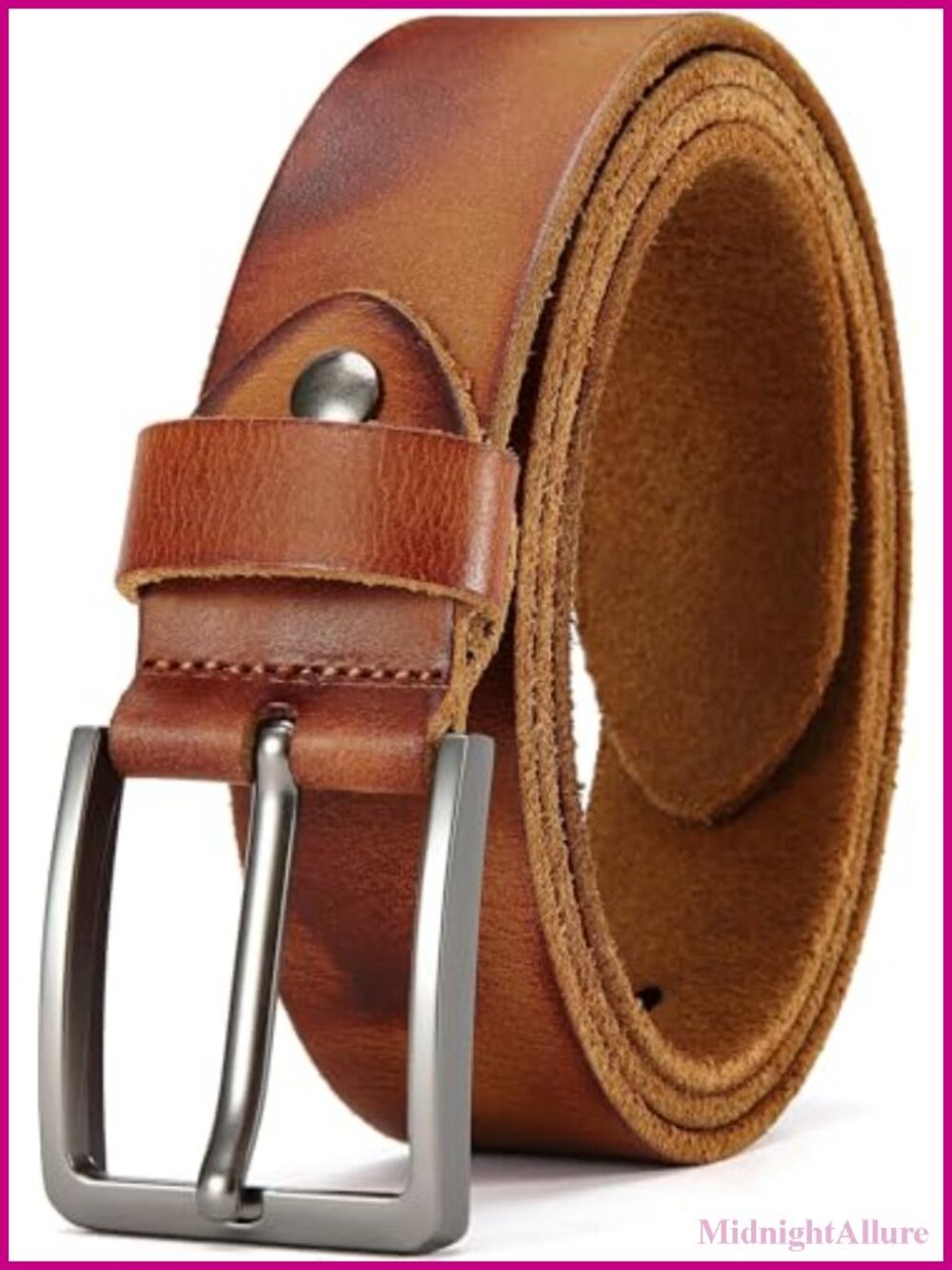 Full Grain Leather Belt 1.5" Wide Handmade Casual Belt for Men